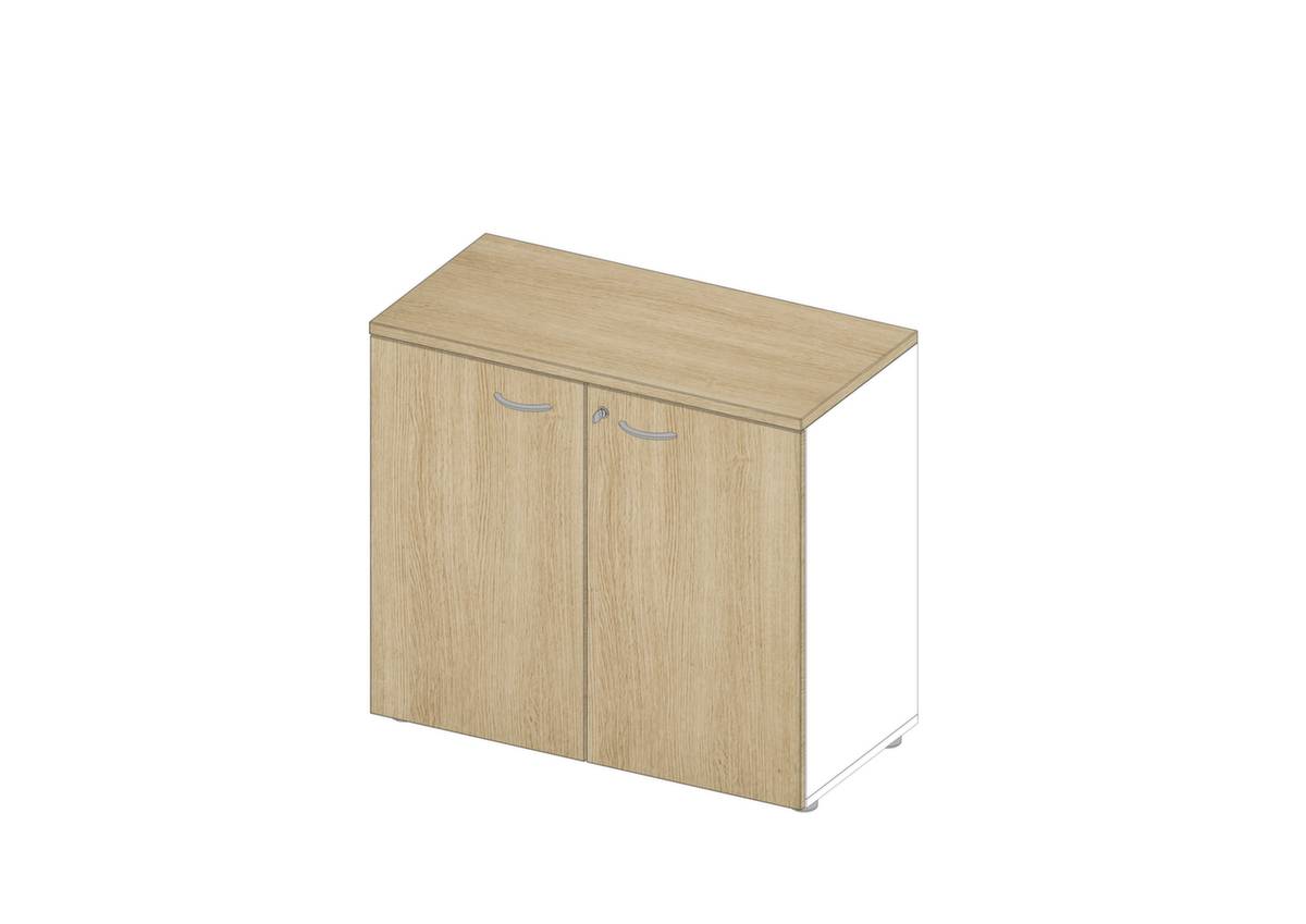 Büroschrank,1xHolzboden,2 OH,Korpus weiß,Front Eiche-0