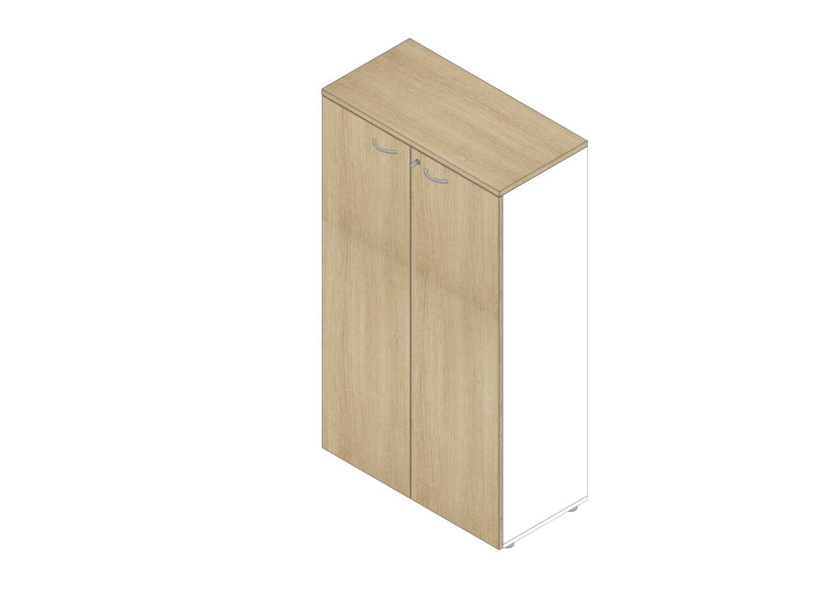 Büroschrank,3xHolzboden,4 OH,Korpus weiß,Front Eiche-0