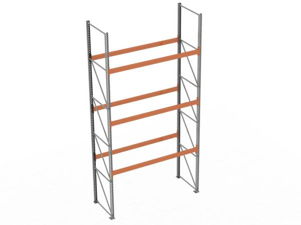 Palettenregal,Grundfeld,HxBxT 5500x2870x1100mm,Fachl. 2700kg,3xTraversen,12 Stellplätze,Einlagerung längs