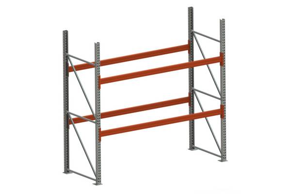 Palettenregal,Grundfeld,HxBxT 2700x2870x1100mm,Fachl. 2970kg,2xTraversen,9 Stellplätze,Einlagerung längs