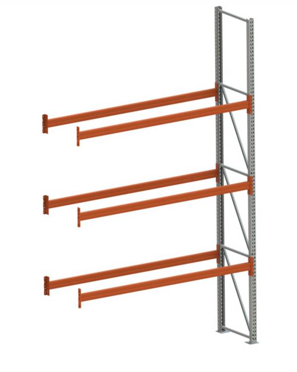 Palettenregal,Anbaufeld,HxBxT 4400x2785x800mm,3xTraversen,8 Stellplätze,Einlagerung quer,Tragl. 1200kg/Palette