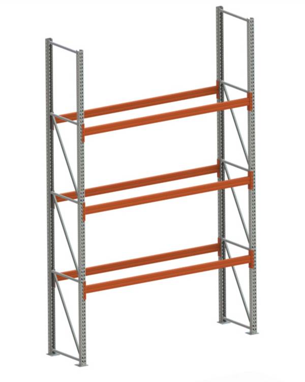 Palettenregal,Grundfeld,HxBxT 4400x2870x800mm,3xTraversen,8 Stellplätze,Einlagerung quer,Tragl. 1200kg/Palette