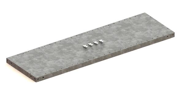 Fachboden,f. Systemregal,BxT 1300x400mm,Fachl. 230kg,mit Clip-Bodenträgern befestigt,Stahl,RAL7035