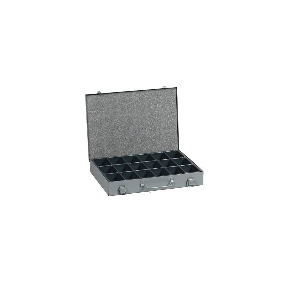 Sortimentskoffer,HxBxT 53x335x250mm,18 Kästen,Stahl,Koffer grau-1