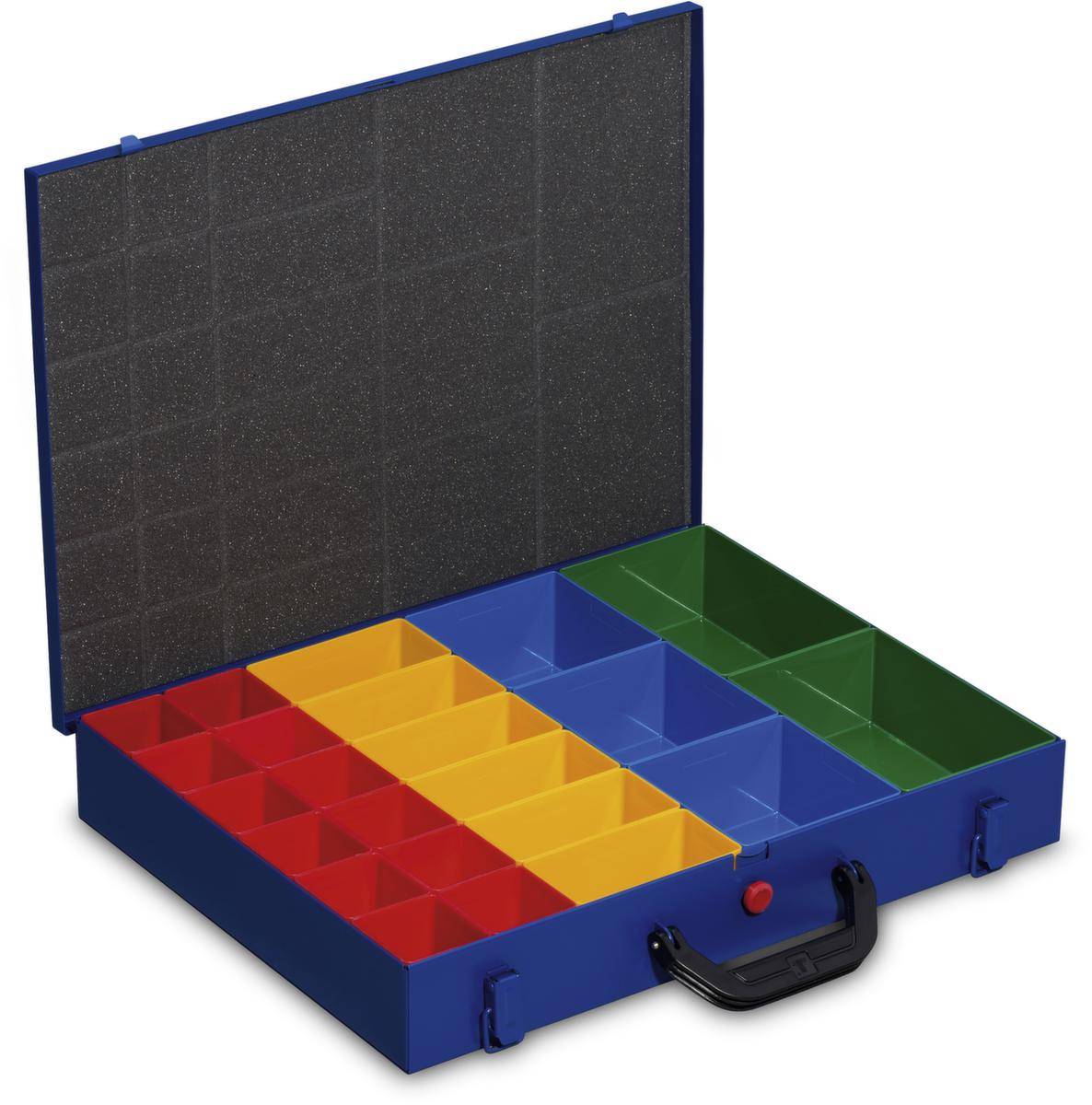 Sortimentskoffer,HxBxT 70x440x370mm,23 Kästen,Koffer Stahl/Kästen Polystyrol,Koffer blau,Kästen farbig-0