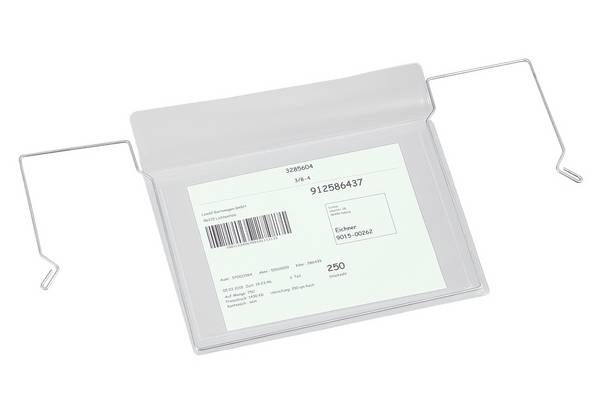 Drahtbügel-Sichttasche,DIN A6,quer,HxB 195x185mm,z. Einhängen,transparent