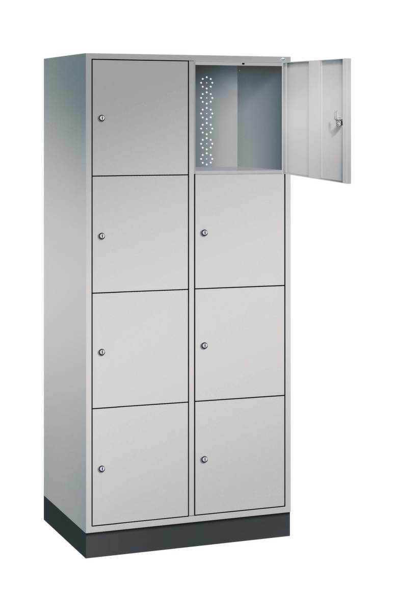 4er-Schließfachschrank Intro 2 Abteile weißaluminium BxT 820 x 500 mm. C+P 529953 49-2