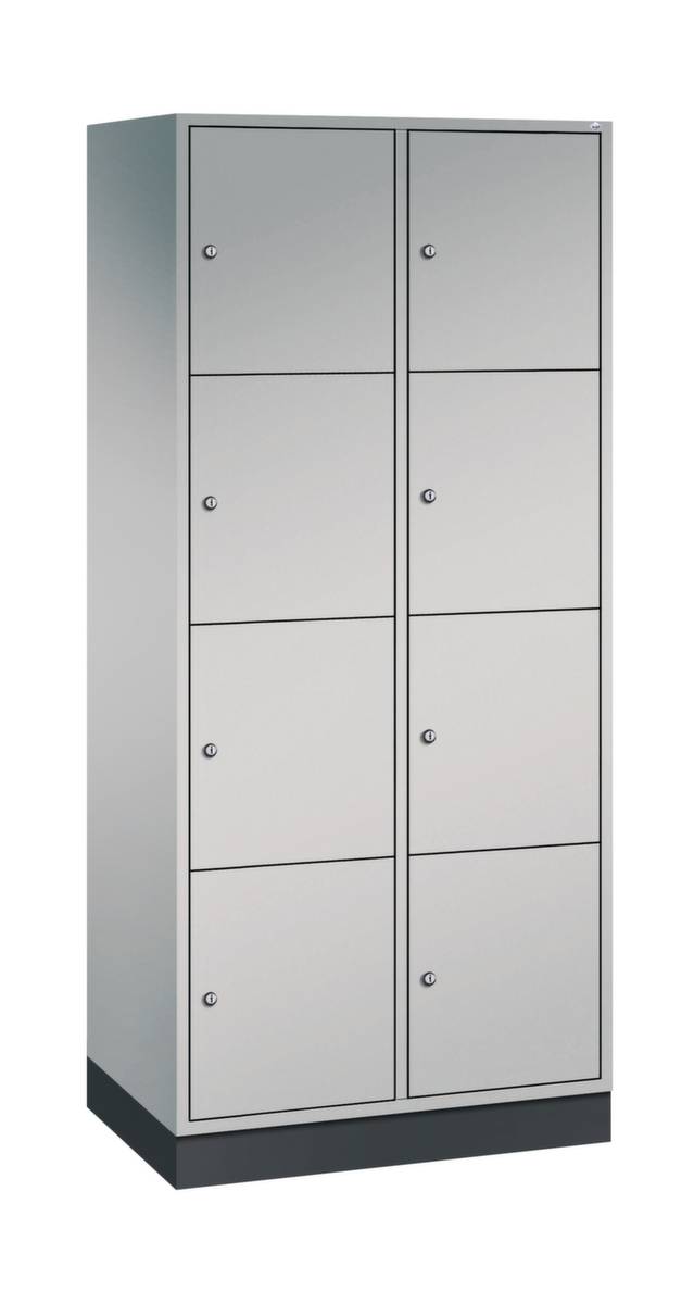 4er-Schließfachschrank Intro 2 Abteile weißaluminium BxT 820 x 500 mm. C+P 529953 49-3