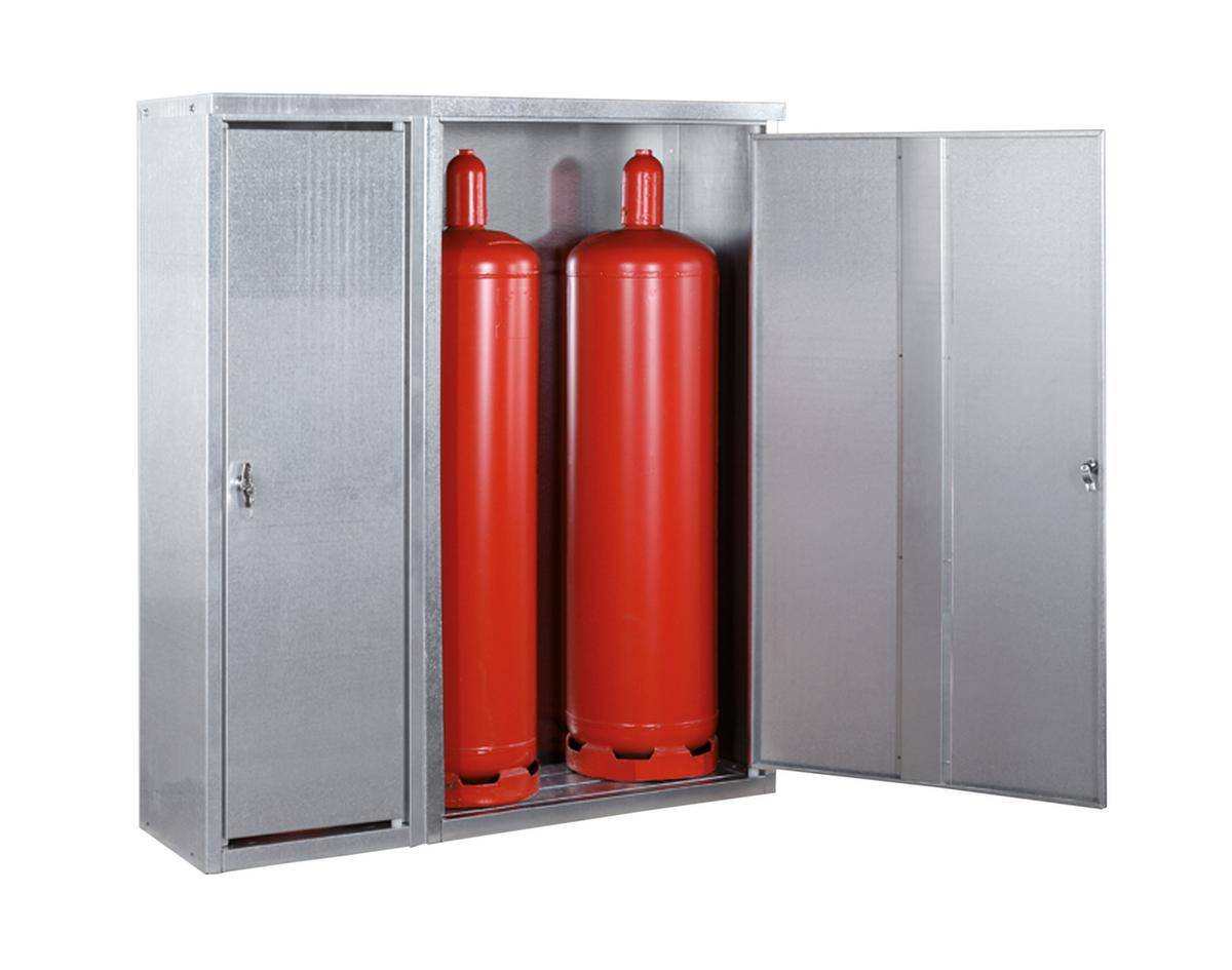Gasflaschenschrank,f. 3x33kg Flasche,HxBxT 1435x1320x400mm,m. Dach,Doppel-Flügeltür,Stahl verzinkt-1