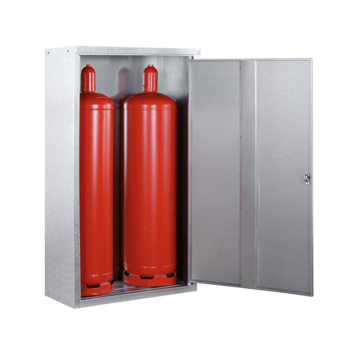 Gasflaschenschrank,f. 2x33kg Flasche,HxBxT 1435x860x400mm,m. Dach,Flügeltür,Stahl verzinkt-1