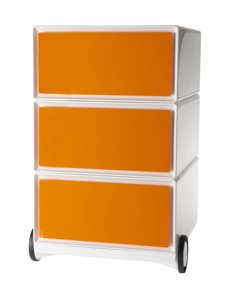 Rollcontainer,HxBxT 642x390x436mm,3 Schublade(n),Korpus weiß,Front orange-0