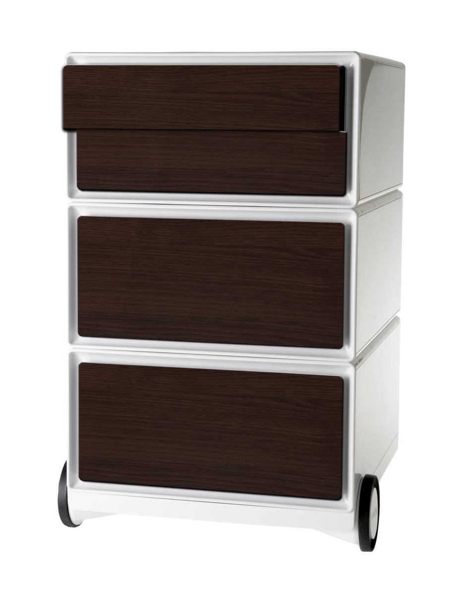 Rollcontainer,HxBxT 642x390x436mm,4 Schublade(n),Korpus weiß,Front Wenge-0