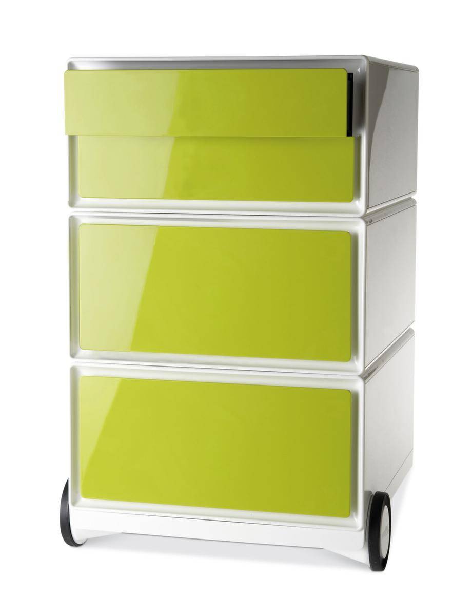 Rollcontainer,HxBxT 642x390x436mm,4 Schublade(n),Korpus weiß,Front grün