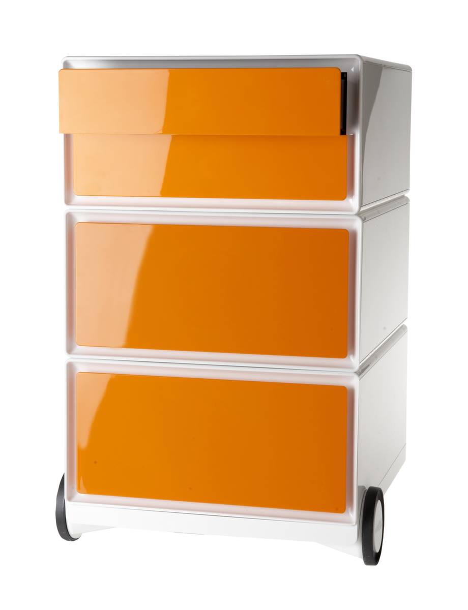 Rollcontainer,HxBxT 642x390x436mm,4 Schublade(n),Korpus weiß,Front orange-0