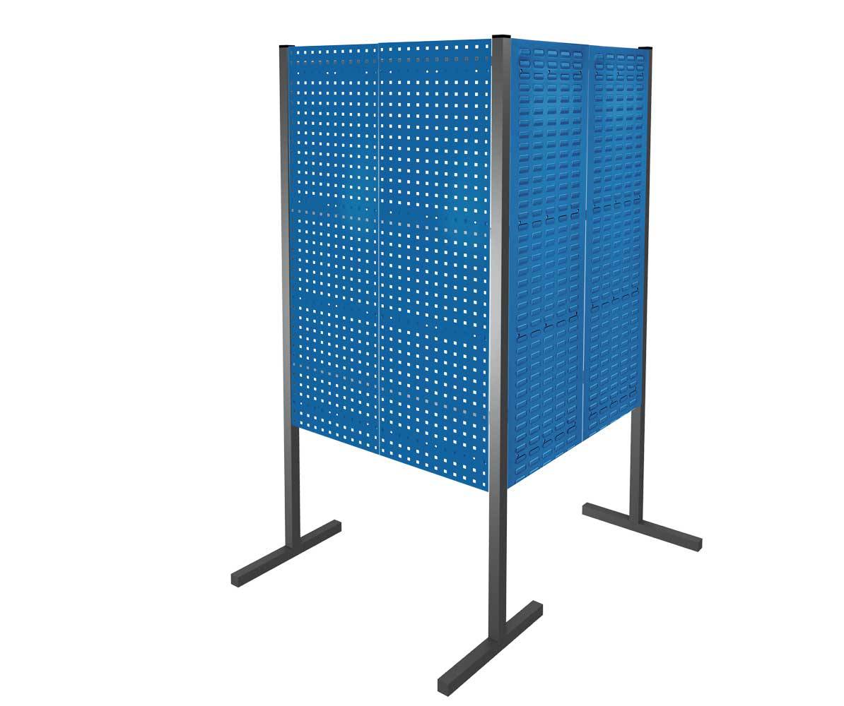Loch-/Schlitzplatten-Trennwand,Doppelfeld 90°,HxBxT 1500x1000x1000mm,2xLochplatte,2xSchlitzplatte,Stahl,RAL5010-2