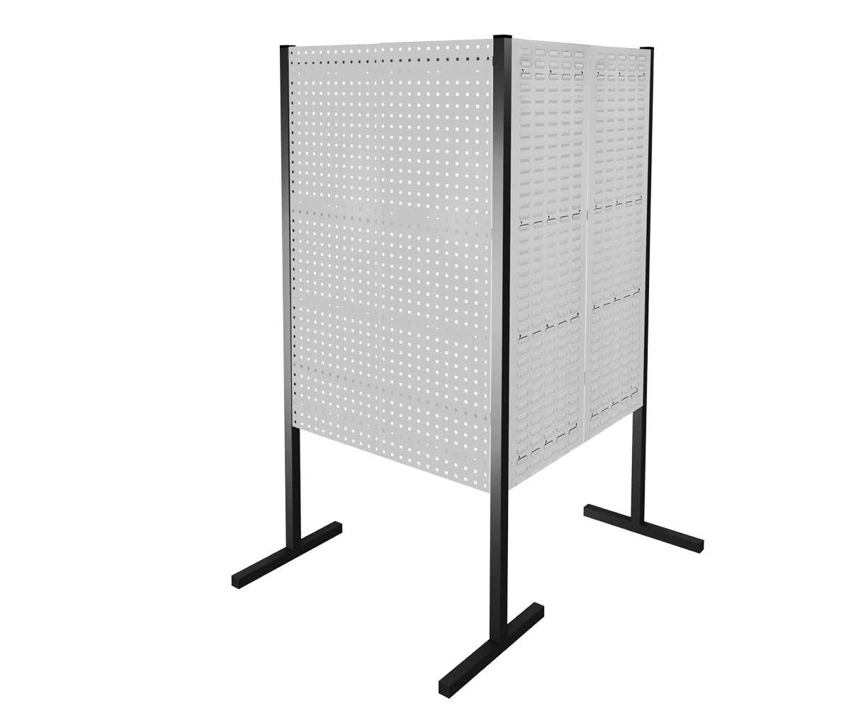 Loch-/Schlitzplatten-Trennwand,Doppelfeld 90°,HxBxT 1500x1000x1000mm,2xLochplatte,2xSchlitzplatte,Stahl,RAL7035-2
