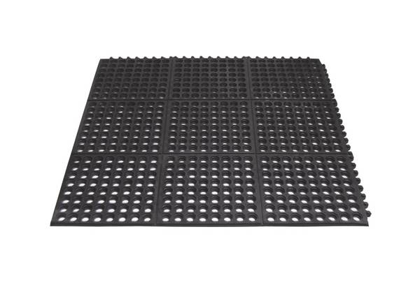 Arbeitsplatz-Bodenbelag,Stecksystem,HxLxB 15x900x900mm,Kautschuk,mit durchbrochener Oberfläche