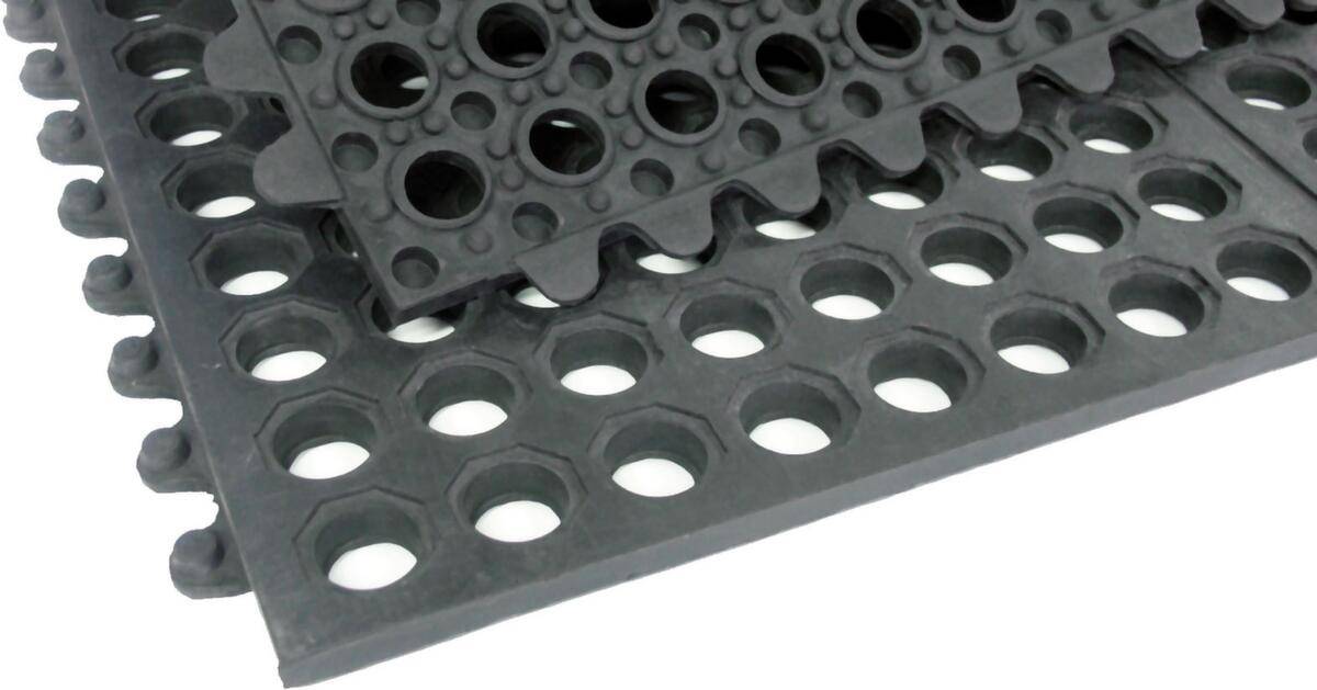 Arbeitsplatz-Bodenbelag,Stecksystem,HxLxB 15x900x900mm,Kautschuk,mit durchbrochener Oberfläche-2