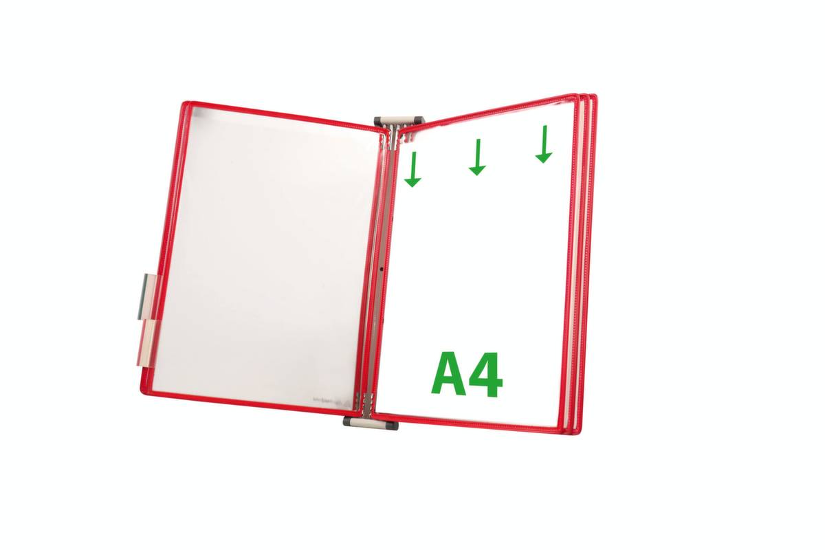 Wand-Sichttafelsystem,DIN A4,hoch,5 Tafeln,rot