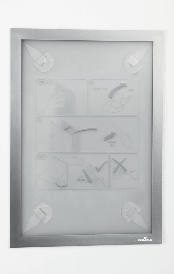 Magnetrahmen,DIN A4,Hoch-/Querformat,metallic-silber,Rückseite selbstklebend