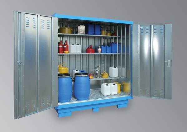 Gefahrstoff-Container,f. wasserg. Stoffe,HxBxT 2385x2075x1075mm,RAL5015