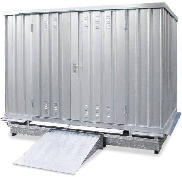 Gefahrstoff-Container,f. wasserg./brennbare Stoffe,Lagerung passiv,HxBxT 2570x6075x2075mm,verzinkt