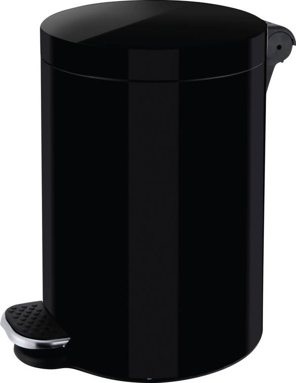Tretabfallbehälter,5l,HxØ 280x210mm,Innenbehälter Kunststoff,Korpus Stahl schwarz,Deckel Stahl schwarz