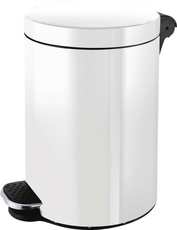Tretabfallbehälter,5l,HxØ 280x210mm,Innenbehälter Kunststoff,Korpus Stahl weiß,Deckel Stahl weiß