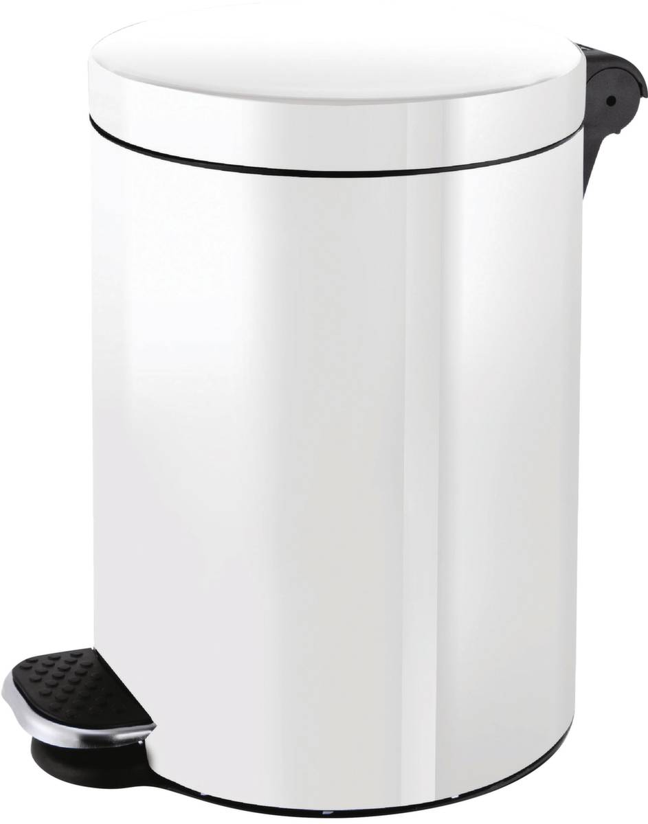 Tretabfallbehälter,3l,HxØ 260x170mm,Innenbehälter Kunststoff,Korpus Stahl weiß,Deckel Stahl weiß-0