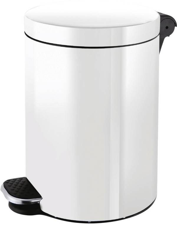Tretabfallbehälter,3l,HxØ 260x170mm,Innenbehälter Kunststoff,Korpus Stahl weiß,Deckel Stahl weiß