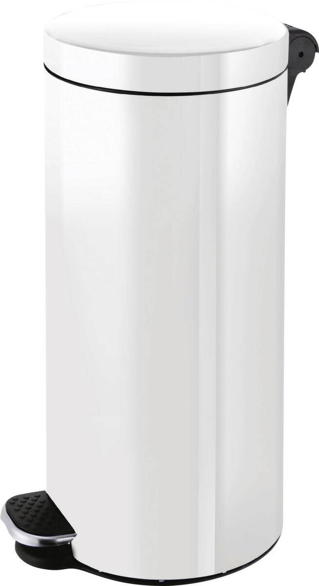 Tretabfallbehälter,30l,HxØ 650x300mm,Innenbehälter Kunststoff,Korpus Stahl weiß,Deckel Stahl weiß-0