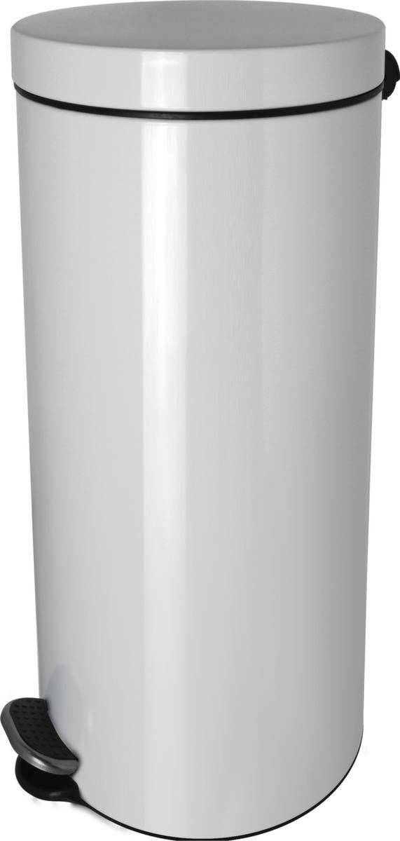 Tretabfallbehälter,30l,HxØ 650x300mm,Innenbehälter Kunststoff,Korpus Stahl weiß,Deckel Stahl weiß-1