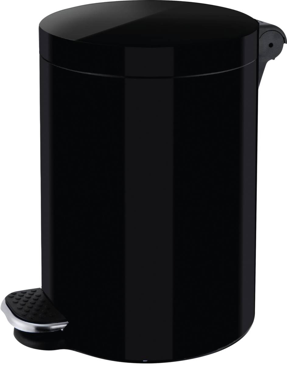 Tretabfallbehälter,3l,HxØ 260x170mm,Innenbehälter Kunststoff,Korpus Stahl schwarz,Deckel Stahl schwarz-0