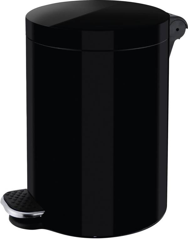 Tretabfallbehälter,3l,HxØ 260x170mm,Innenbehälter Kunststoff,Korpus Stahl schwarz,Deckel Stahl schwarz