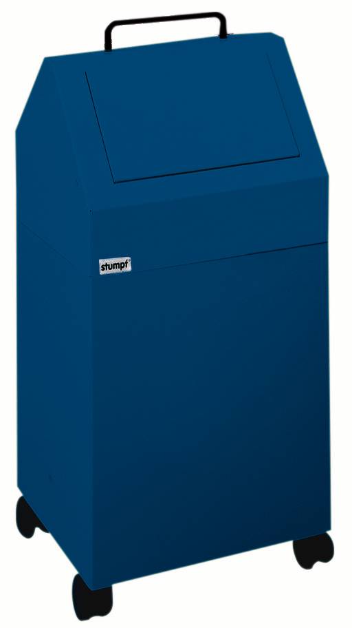 Wertstoffbehälter mit Einwurfklappe Volumen 45 l blau BxH 330 x 710 mm fahrbar. Stumpf Metall GmbH 61444949-5