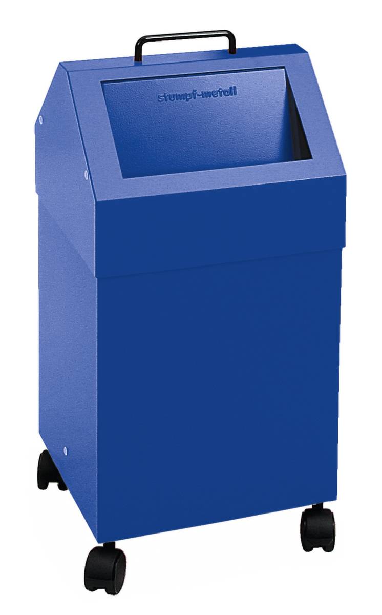 Wertstoffbehälter mit Einwurfklappe Volumen 45 l blau BxH 330 x 710 mm fahrbar. Stumpf Metall GmbH 61444949-6
