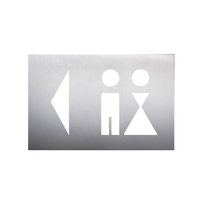 Wandschild,WC Damen/Herren,Pfeil links,Edelstahl,selbstklebend,HxB 160x235mm