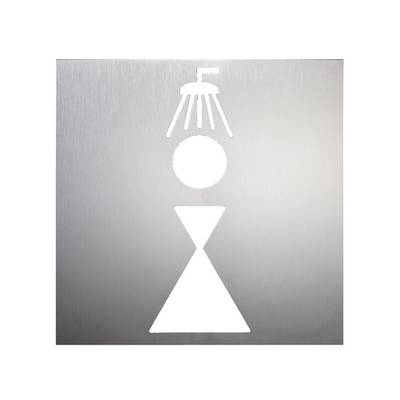 Türschild,Damendusche,Edelstahl,selbstklebend,HxB 160x160mm