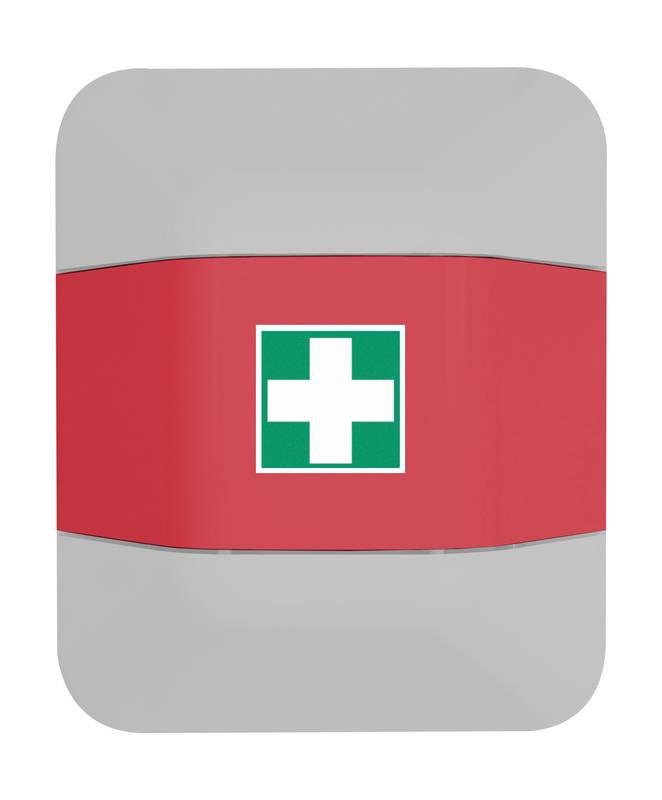Notfallschrankaufsatz,HxBxT 1224x434x225mm,leer/f. 1x Verbandskasten,Kunststoff,Korpus rot,Front rot-0