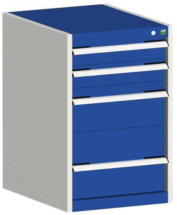 Schubladenschrank,HxBxT 800x525x650mm,4 Schublade(n),Normallastauszug,5-Stift-Wechselkern,Korpus RAL7035,Front RAL5010