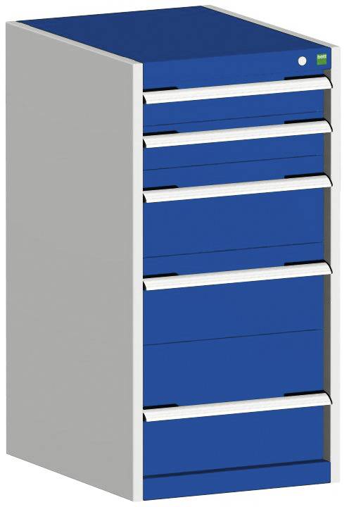 Schubladenschrank,HxBxT 1000x525x650mm,5 Schublade(n),Normallastauszug,5-Stift-Wechselkern,Korpus RAL7035,Front RAL5010-0
