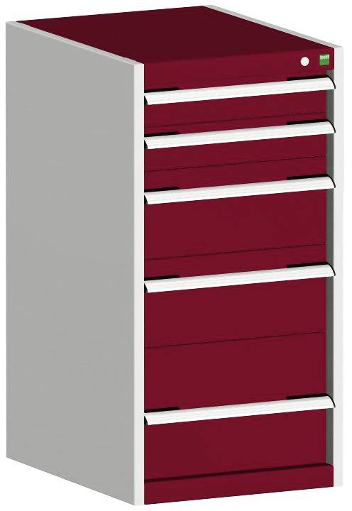 Schubladenschrank,HxBxT 1000x525x525mm,5 Schublade(n),Normallastauszug,5-Stift-Wechselkern,Korpus RAL7035,Front RAL3004-4