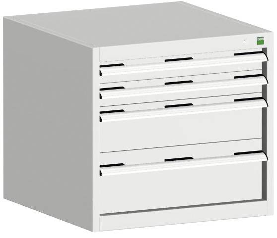 Schubladenschrank,HxBxT 600x650x525mm,4 Schublade(n),Normallastauszug,5-Stift-Wechselkern,Korpus RAL7035,Front RAL7035-4
