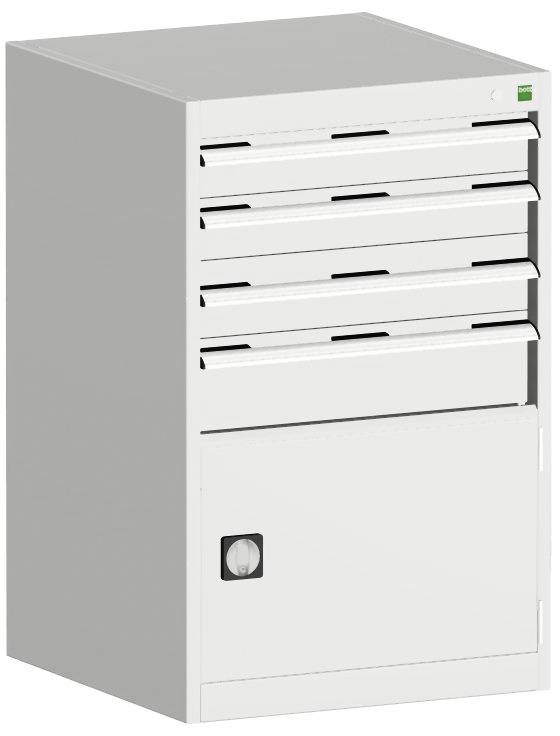 Schubladenschrank,HxBxT 1000x650x525mm,4 Schublade(n),Normallastauszug,5-Stift-Wechselkern,Korpus RAL7035,Front RAL7035-0