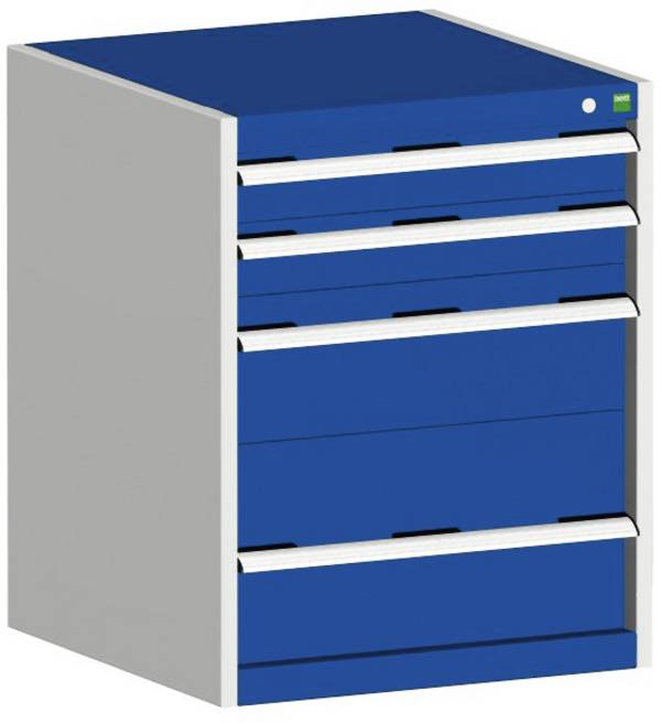 Schubladenschrank,HxBxT 800x650x650mm,4 Schublade(n),Normallastauszug,5-Stift-Wechselkern,Korpus RAL7035,Front RAL5010