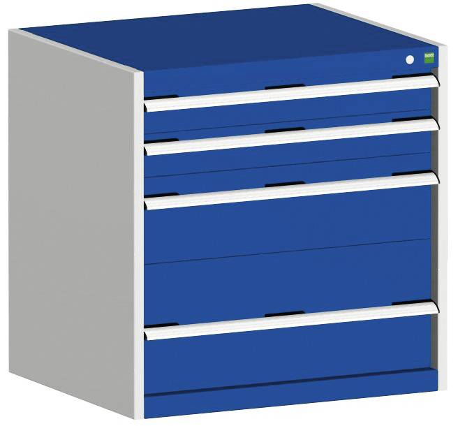Schubladenschrank,HxBxT 800x800x525mm,4 Schublade(n),Normallastauszug,5-Stift-Wechselkern,Korpus RAL7035,Front RAL5010-0