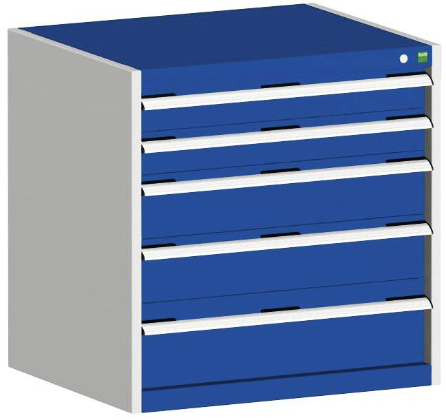 Schubladenschrank,HxBxT 800x800x650mm,5 Schublade(n),Normallastauszug,5-Stift-Wechselkern,Korpus RAL7035,Front RAL5010-0