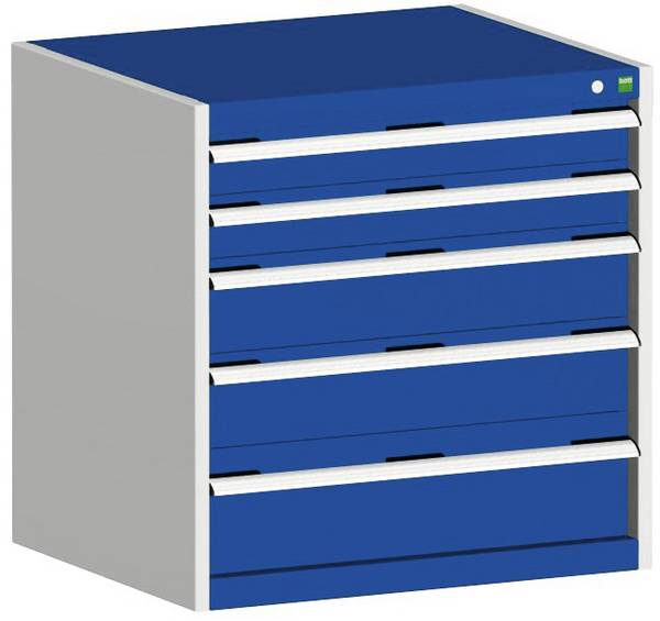 Schubladenschrank,HxBxT 800x800x650mm,5 Schublade(n),Normallastauszug,5-Stift-Wechselkern,Korpus RAL7035,Front RAL5010