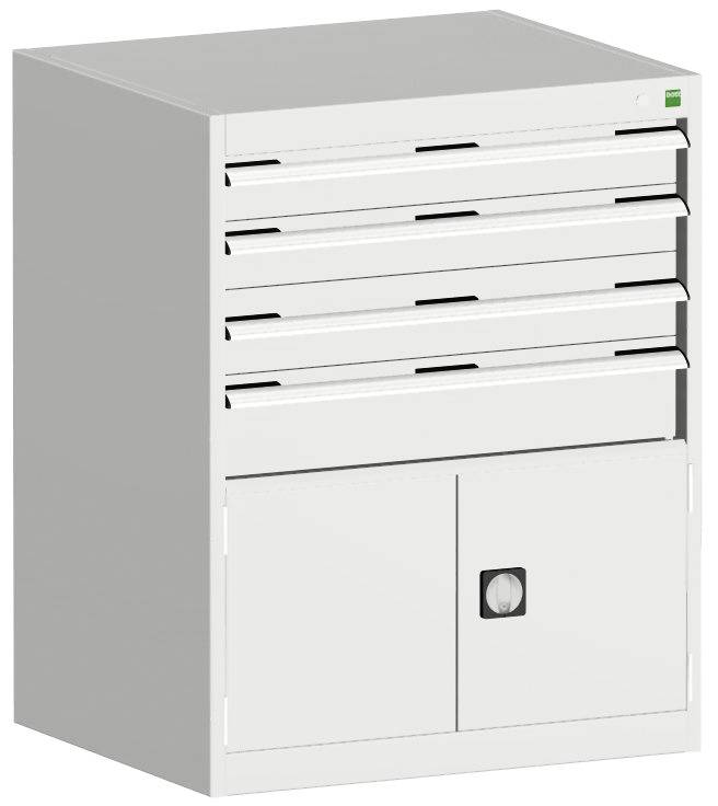 Schubladenschrank,HxBxT 1000x800x650mm,4 Schublade(n),Normallastauszug,5-Stift-Wechselkern,Korpus RAL7035,Front RAL7035-0