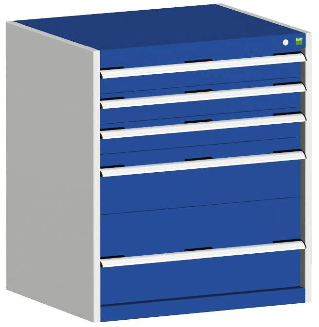 Schubladenschrank,HxBxT 900x800x650mm,5 Schublade(n),Schwerlastauszug,5-Stift-Wechselkern,Korpus RAL7035,Front RAL5010-0